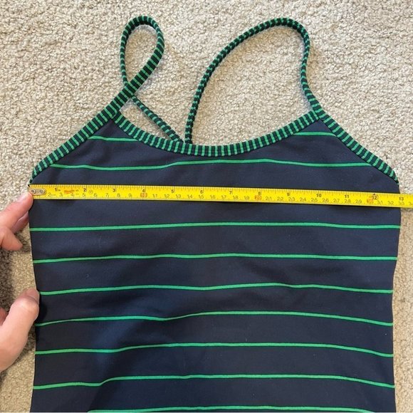 Lululemon Power Y Tank Top Stripe Green Bean Inkwell Navy - Picture 13 of 14